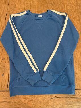 Hanna Andersson Blue Athletic Stripe Crewneck Sweatshirt Size 12 (150 cm)